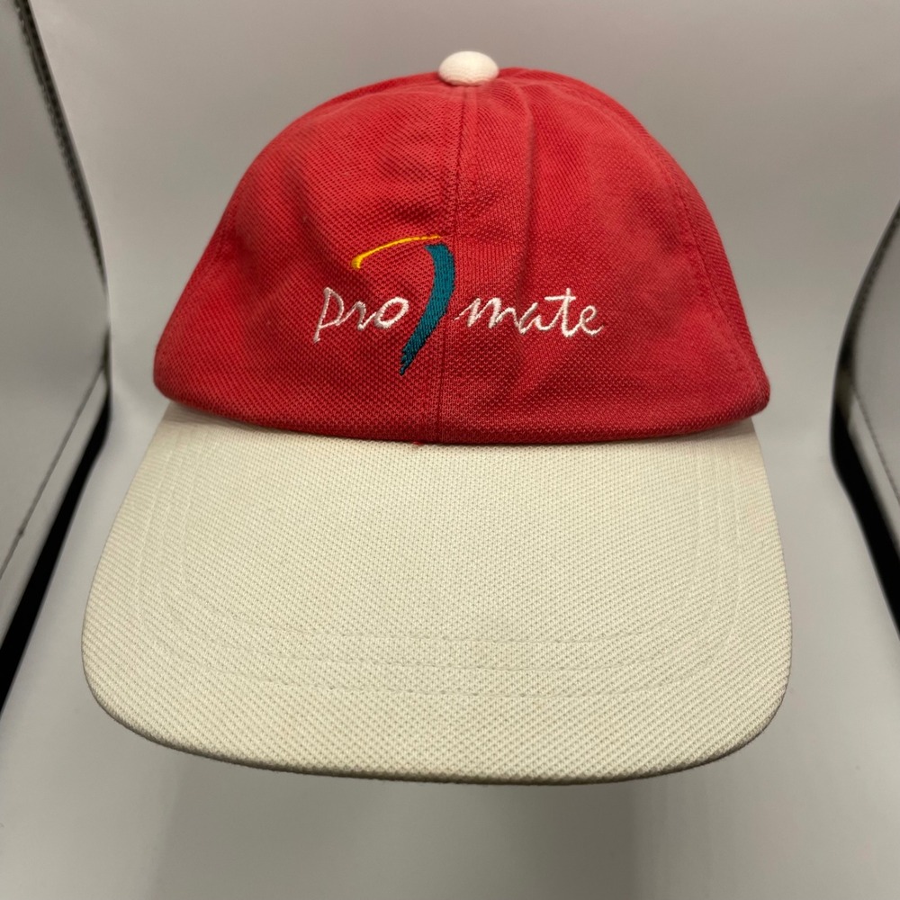 Vintage ProMate Red White Mesh Golf Tennis Sports Cap Hat Adjustable